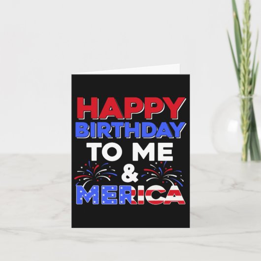私の誕生日7月4日アメリカ独立記念日Gif カード (正面)