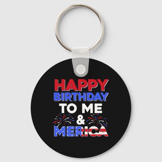 私の誕生日7月4日アメリカ独立記念日Gif キーホルダー (正面)