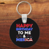 私の誕生日7月4日アメリカ独立記念日Gif キーホルダー (正面)