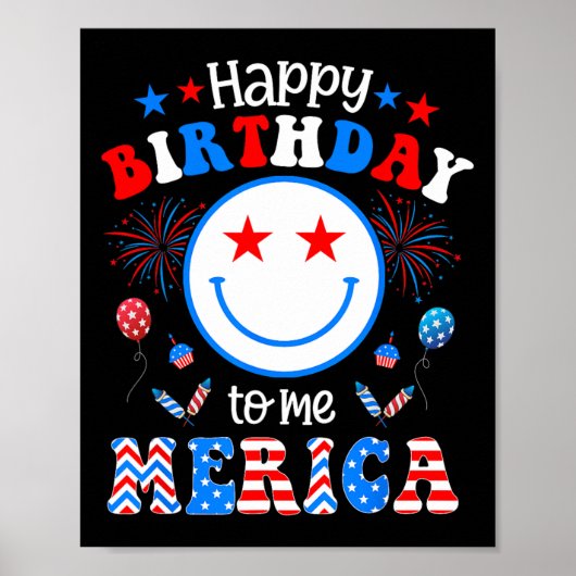 私の誕生日7月4日アメリカ独立記念日Gif ポスター (正面)