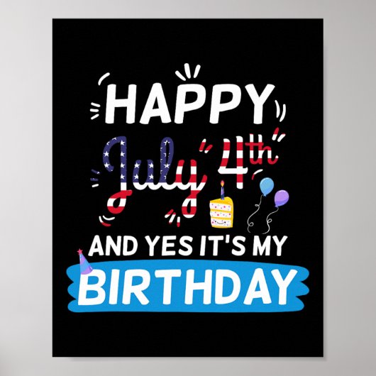 私の誕生日7月4日アメリカ独立記念日Gif ポスター (正面)