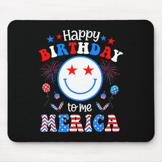 私の誕生日7月4日アメリカ独立記念日Gif マウスパッド (正面)