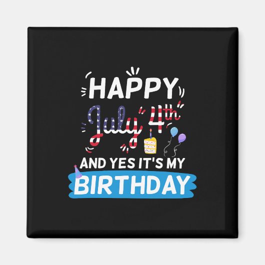 私の誕生日7月4日アメリカ独立記念日Gif マグネット (正面)