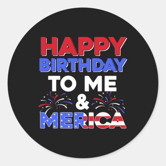 私の誕生日7月4日アメリカ独立記念日Gif ラウンドシール (正面)