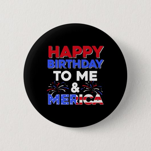 私の誕生日7月4日アメリカ独立記念日Gif 缶バッジ (正面)