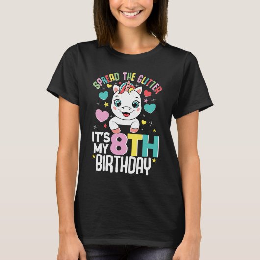 私の誕生日8歳の誕生日の女の子8年2014 un tシャツ (正面)