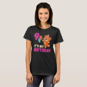 私の誕生日9テディベア誕生日ガール9年 Tシャツ (正面フル)