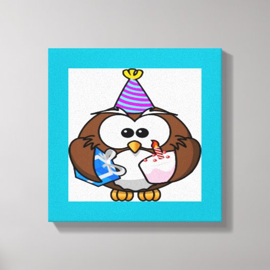 「私の誕生日」フクロウ キャンバスプリント (正面)