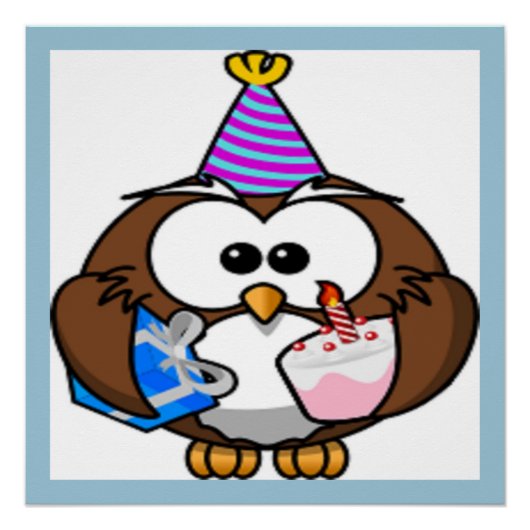 「私の誕生日」フクロウ ポスター (正面)