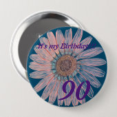 私の誕生日!!フラワーパーソナライズされた誕生日 缶バッジ (正面&裏面)