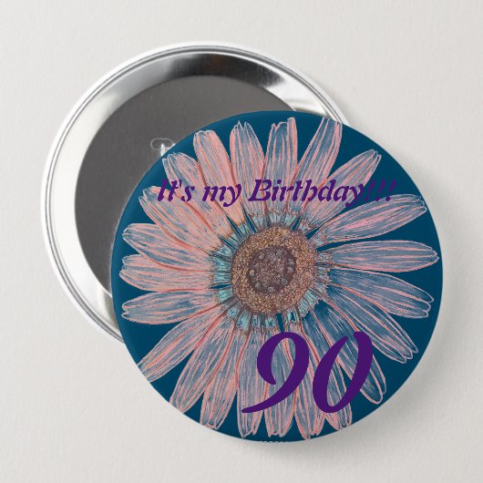 私の誕生日!!フラワーパーソナライズされた誕生日 缶バッジ (正面&裏面)