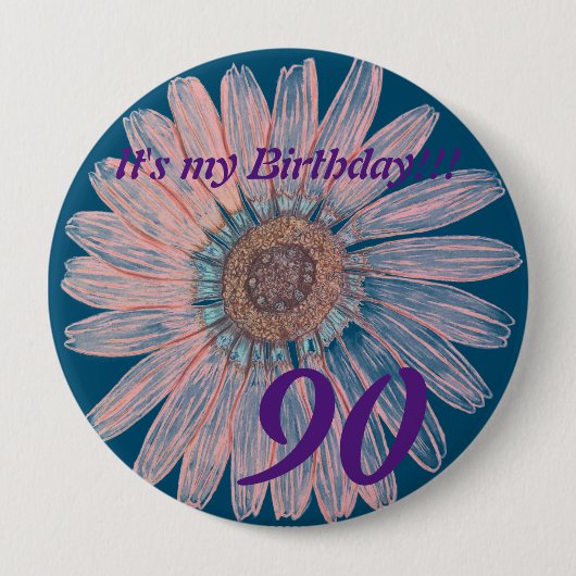私の誕生日!!フラワーパーソナライズされた誕生日 缶バッジ (正面)