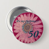 私の誕生日!!フラワー50誕生日 缶バッジ (正面&裏面)