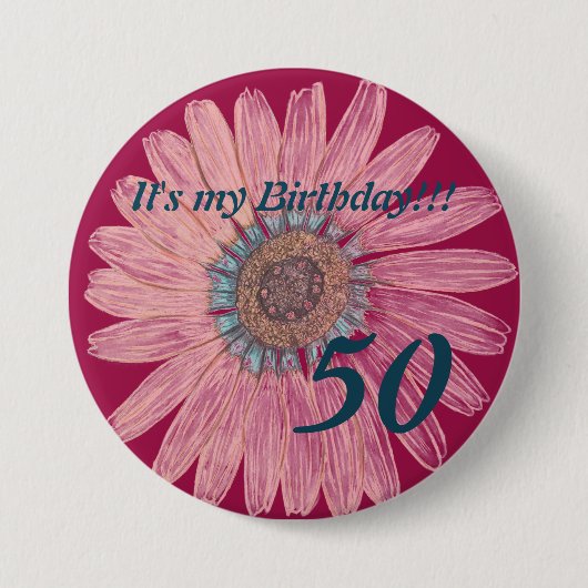私の誕生日!!フラワー50誕生日 缶バッジ (正面)