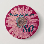 私の誕生日!!フラワー80誕生日 缶バッジ (正面)