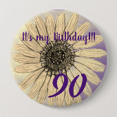 私の誕生日!!フラワー90誕生日 缶バッジ (正面)
