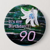 私の誕生日!!フラワー90誕生日 缶バッジ (正面)