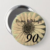 私の誕生日!!フラワー90誕生日 缶バッジ (正面&裏面)