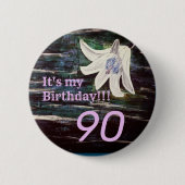 私の誕生日!!フラワー90誕生日 缶バッジ (正面)