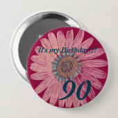 私の誕生日!!フラワー90誕生日 缶バッジ (正面&裏面)