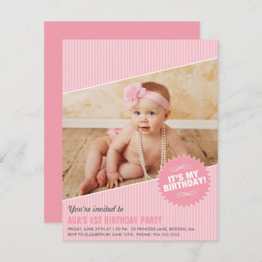 私の誕生日! 招待状 (正面/裏面)