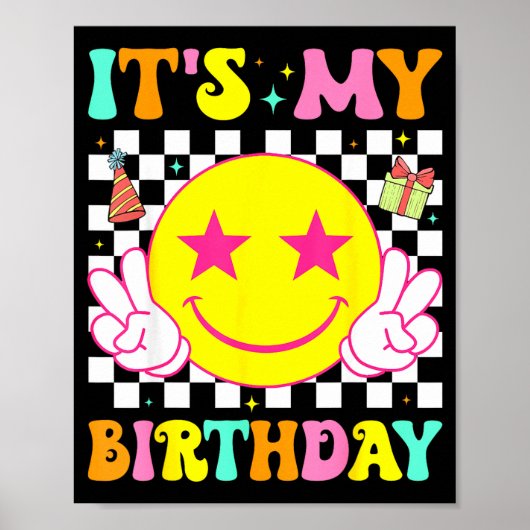 私の誕生日 笑顔 平和な女の子 キッズ ポスター (正面)