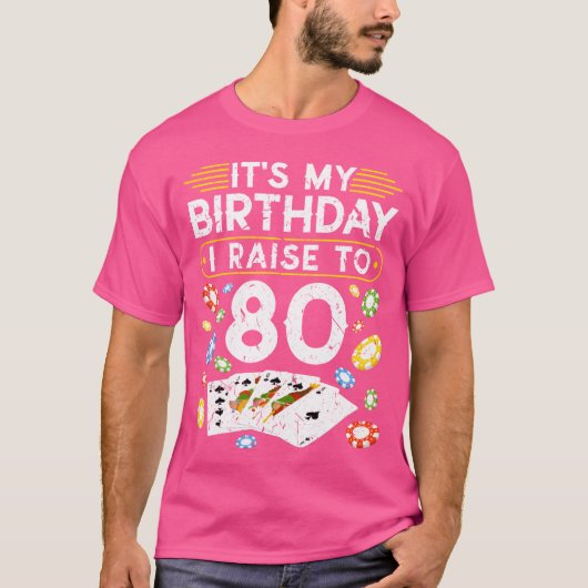 私の誕生日 I Raiseo 80 ポーカー家族 Tシャツ (正面)