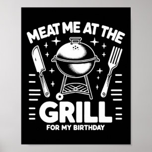 私の誕生日Bbqパーティーのグリルで私に肉 ポスター