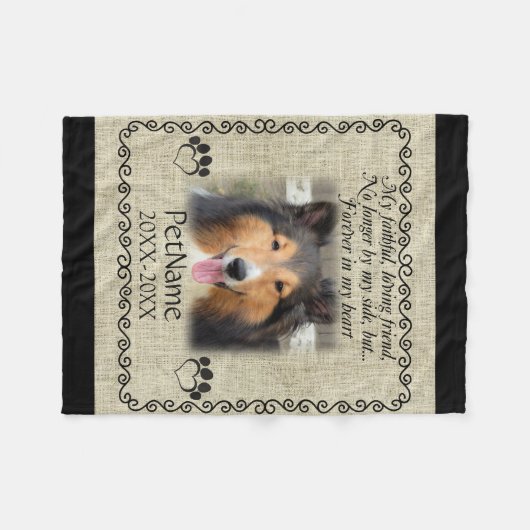 私の誠実な友人ペット悔やみや弔慰のカスタムのバーラップ フリースブランケット (正面(横))