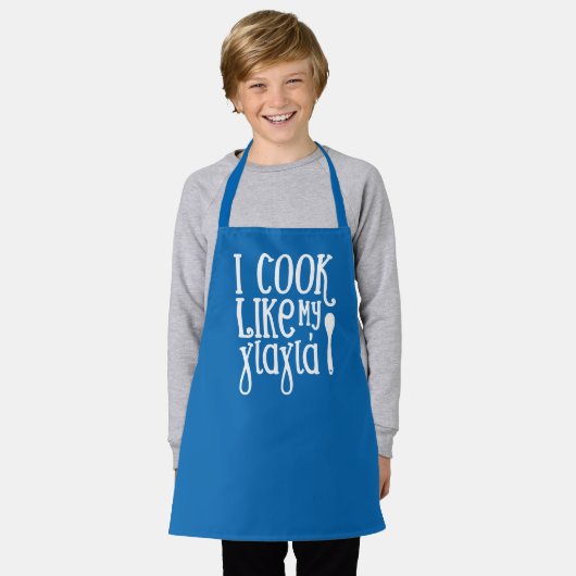 私の調理師のような私のYiayiaギリシャの青 エプロン (着用した状態)