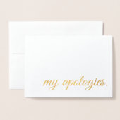 私の謝罪の金ゴールドホイル 箔カード (封筒付き正面)