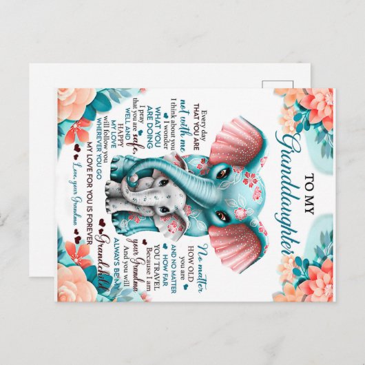 私の象に娘の贈り物、娘の誕生日 ポストカード (正面/裏面)