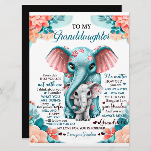 私の象に娘の贈り物、娘の誕生日 メニュー (正面/裏面)