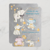 私の象来象サーカス誕生日パーティー招待状へ (正面/裏面)
