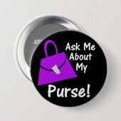 私の財布について私に-黒の紫色尋ねて下さい 缶バッジ (正面&裏面)