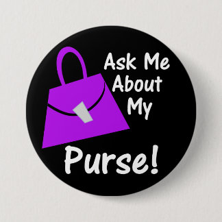 私の財布について私に-黒の紫色尋ねて下さい 缶バッジ