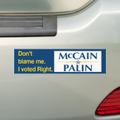 私の責任にしないで下さい。 私は正しく投票しました バンパーステッカー (車上)