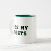 私の資産おもしろいな投資家のマグに接吻して下さい ツートーンマグカップ (正面左)
