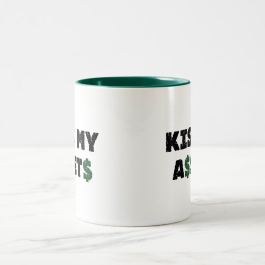 私の資産おもしろいな投資家のマグに接吻して下さい ツートーンマグカップ (中央)