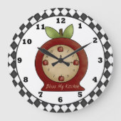 私の賛美キッチンアップル時計 ラージ壁時計 (正面)