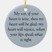 私の賢い息子(諺の23:15 - 16)の誇りを持った セラミックオーナメント (裏面)