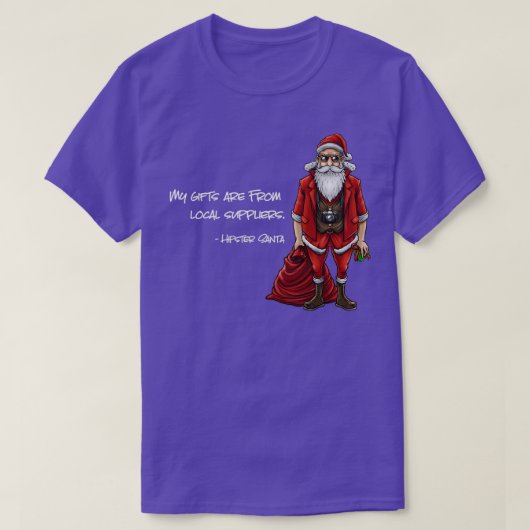 私の贈り物は地元のサプライヤーHipster Santa Cl Tシャツ (デザイン正面)