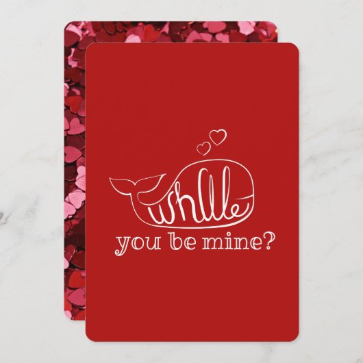 私の赤いクジラおもしろいのバレンタインデー シーズンカード (正面/裏面)