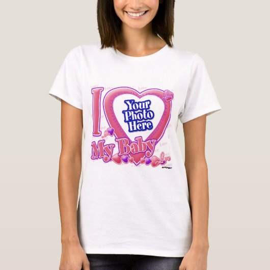 私の赤ちゃんが大好き ピンク/パープル - 写真 Tシャツ (正面)