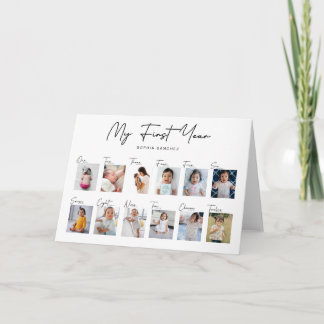 私の赤ちゃんの初めての1年フォトコラージュ カード