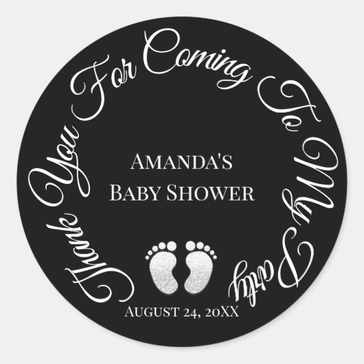 私の赤ちゃん来のシャワー黒に感謝 ラウンドシール (正面)