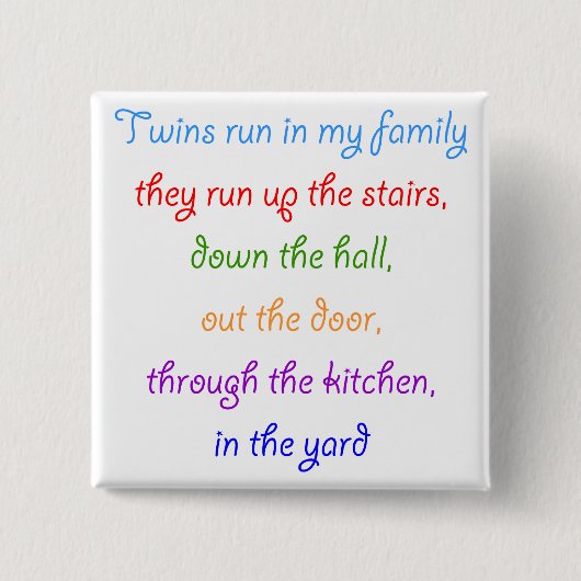 私の走家族のボタンの双子 缶バッジ (正面)