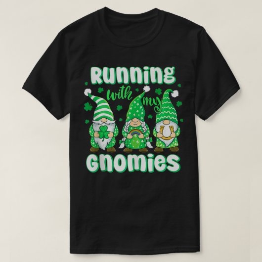 私の走GnomiesラッキーアイリッシュクローバーSt Patとの Tシャツ (デザイン正面)