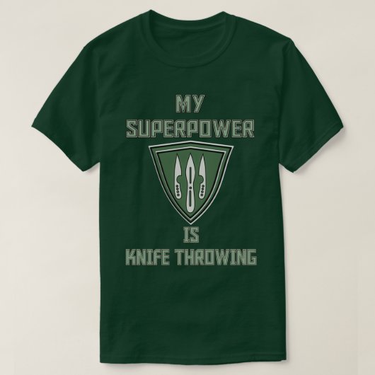 私の超大国はナイフ投げグリーンバッジ Tシャツ (デザイン正面)