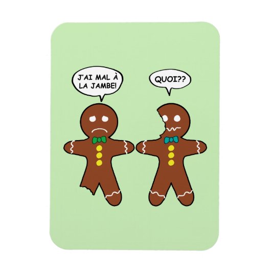 私の足はジンジャーブレッドのクッキーを痛めフランスのる マグネット (縦)